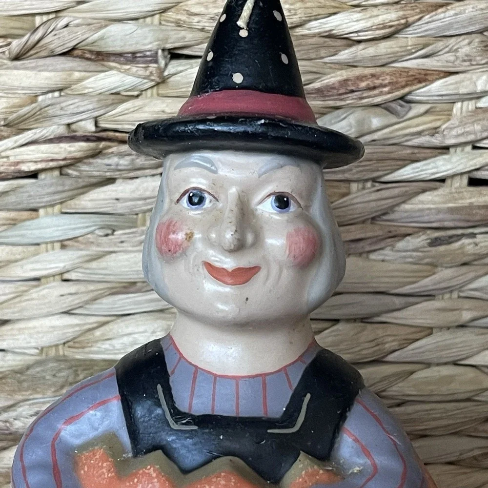 Vintage Midwest Cannon‎ Falls Jack-o'-lantern Wax Candle Halloween Pumpkin Witch
